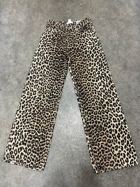 H&M Leopard Print Wide-Leg Jeans - Beige & Black